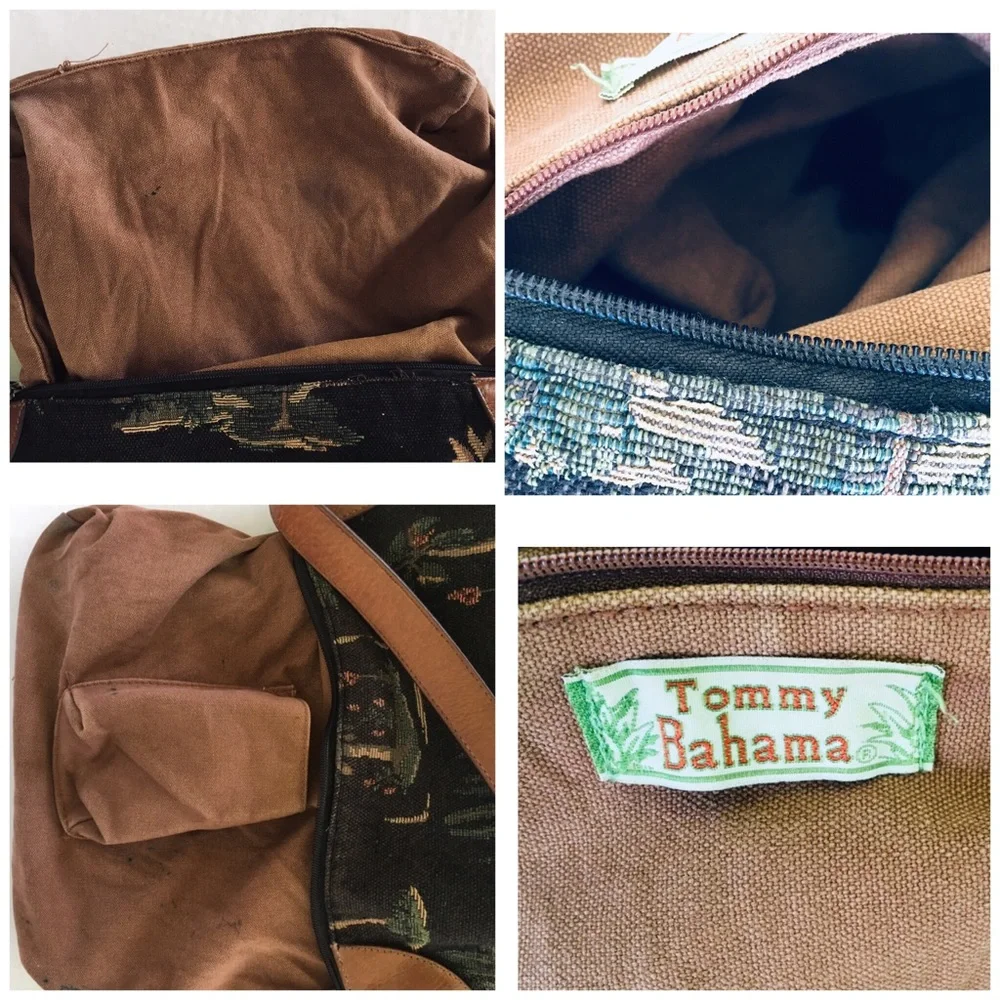 TOMMY BAHAMA PRINTED CANVAS LEATHER TRIMS SHOULDER BAG_5